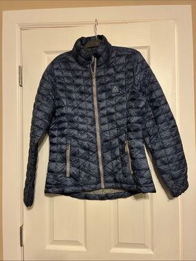 Reebok Women's Navy Quilted Puffer Jacket with Gray Accents